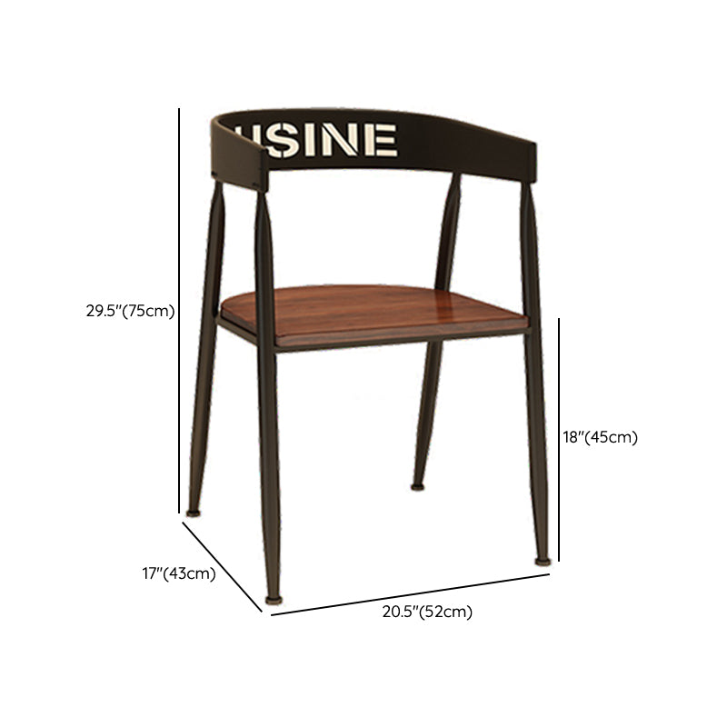 Contemporary Kitchen Dining Armchair Metal Side Dining Chairs in Black