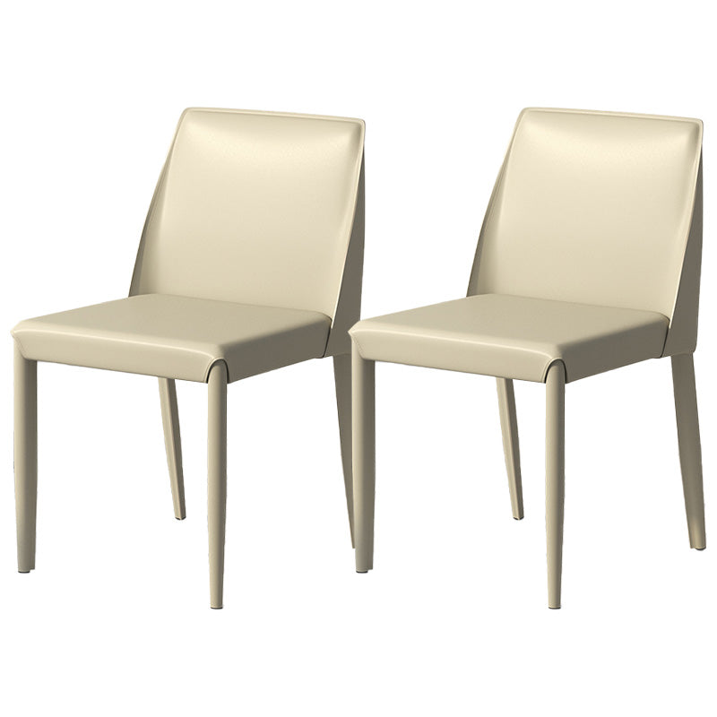Contemporary Metal Dining Chair Faux Leather Armless Dining Room Chair for Home Use