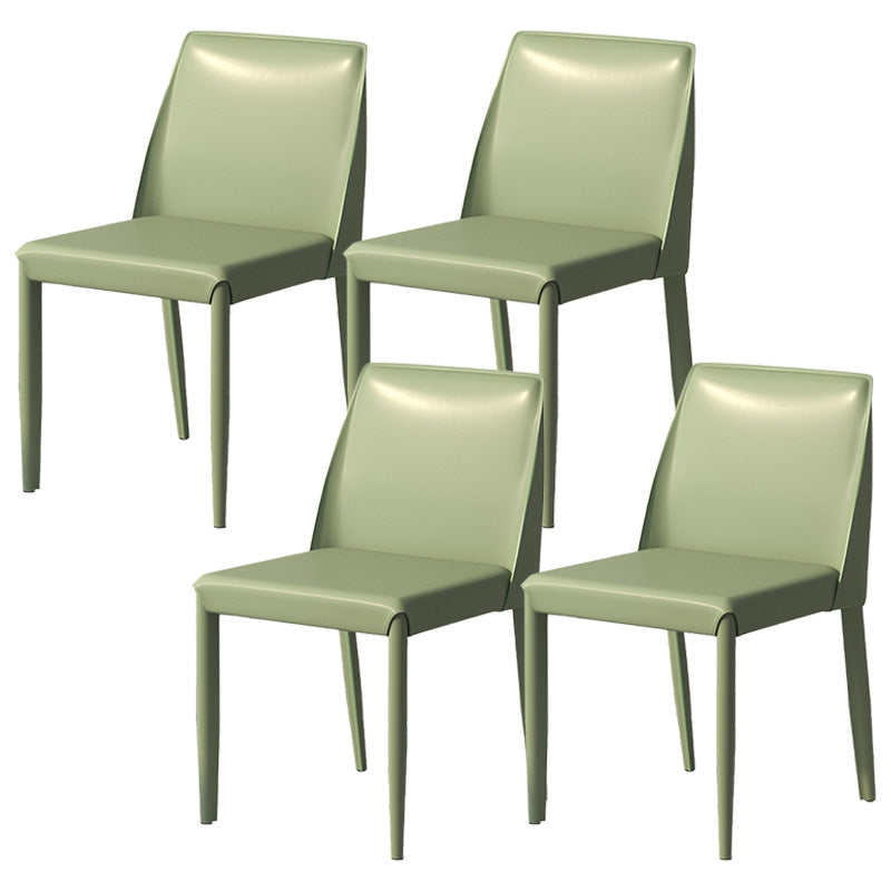 Contemporary Metal Dining Chair Faux Leather Armless Dining Room Chair for Home Use