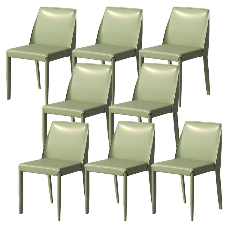 Contemporary Metal Dining Chair Faux Leather Armless Dining Room Chair for Home Use