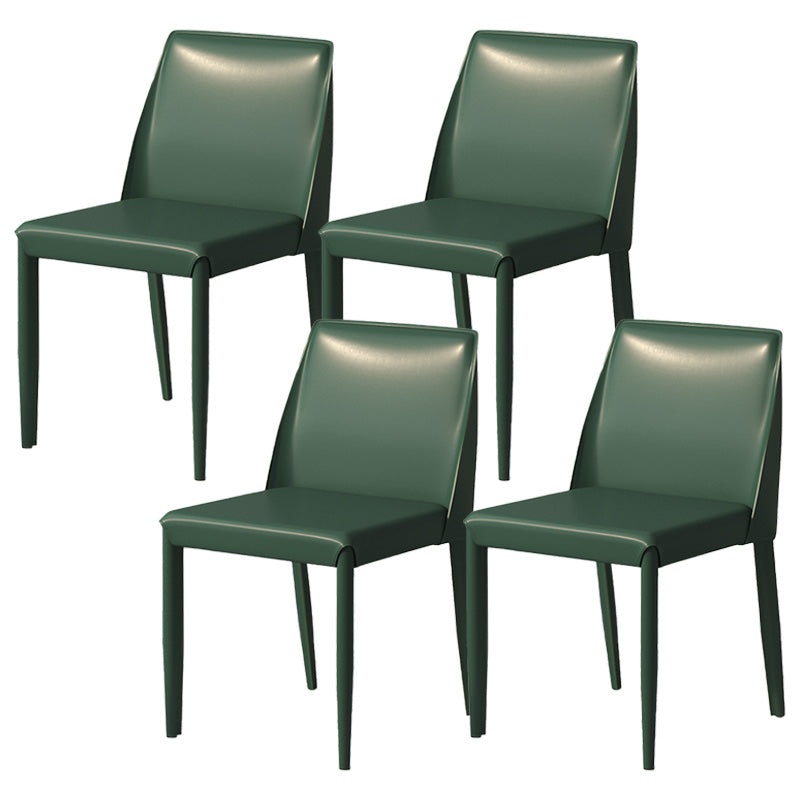 Contemporary Metal Dining Chair Faux Leather Armless Dining Room Chair for Home Use
