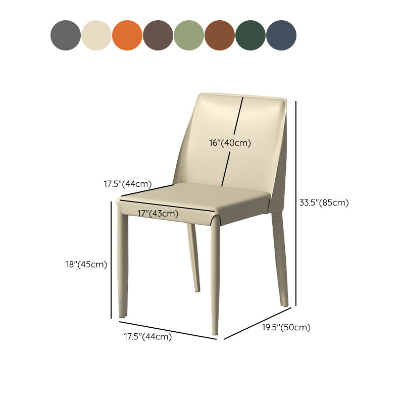 Contemporary Metal Dining Chair Faux Leather Armless Dining Room Chair for Home Use