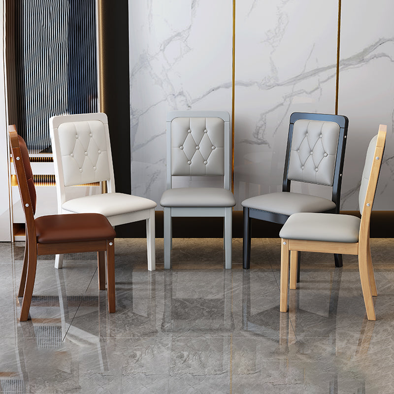 Contemporary Wood Dining Armless Chair Open Back Dining Side Chair