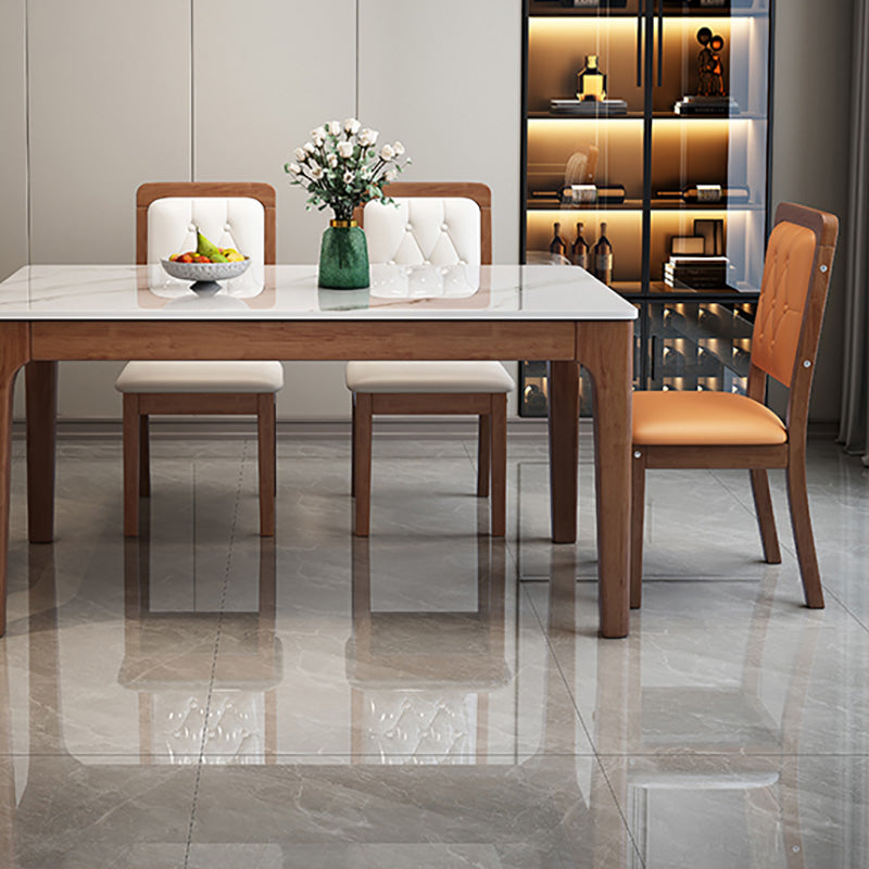 Contemporary Wood Dining Armless Chair Open Back Dining Side Chair