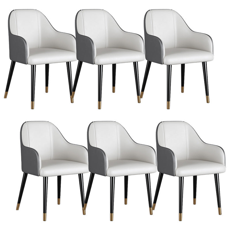 Glam Faux Leather Dining Chairs Metal Arm Dining Room Chairs