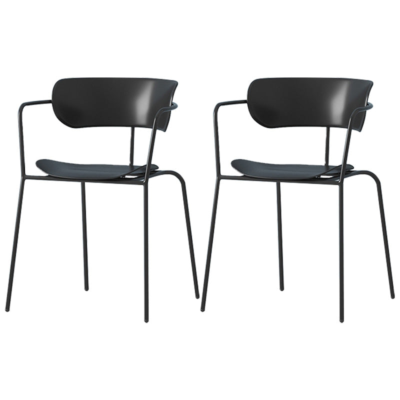 Contemporary Metal Dining Room Chair Arm Open Back Dining Side Chair for Dining Room