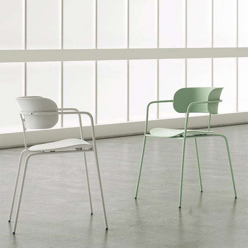 Contemporary Metal Dining Room Chair Arm Open Back Dining Side Chair for Dining Room