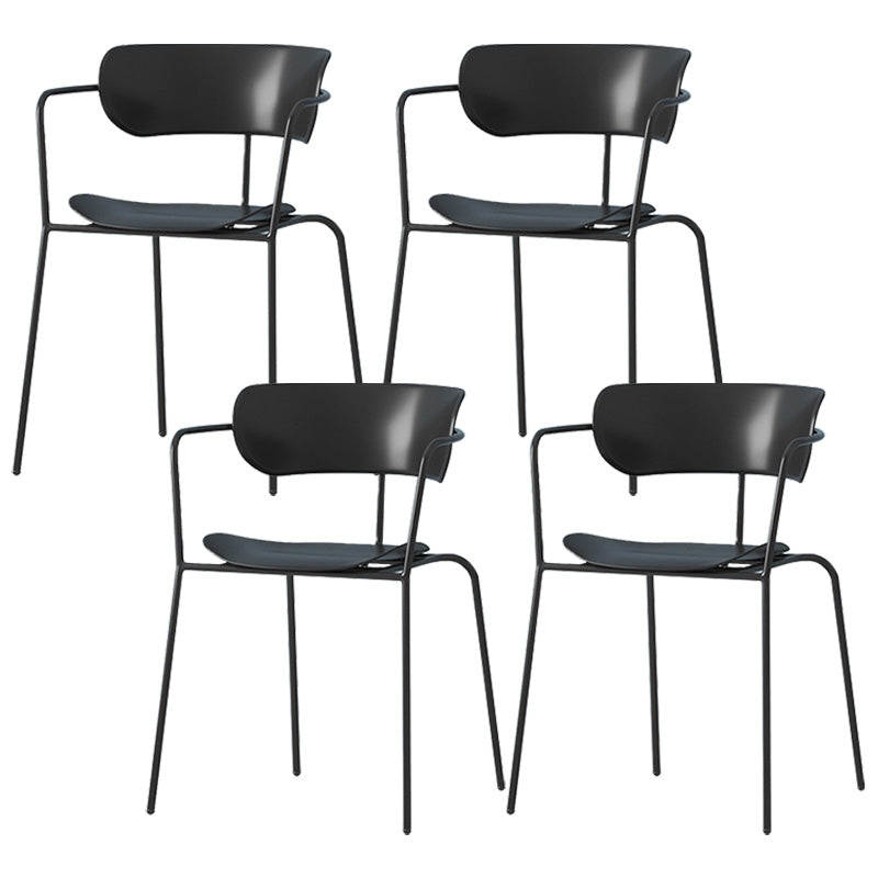 Contemporary Metal Dining Room Chair Arm Open Back Dining Side Chair for Dining Room