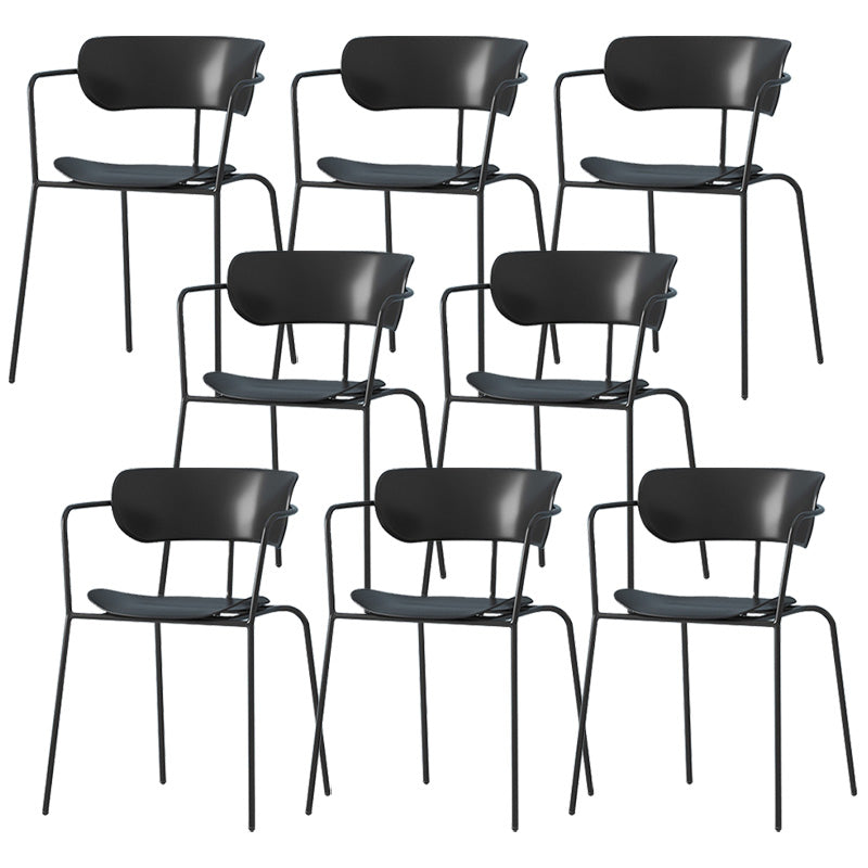 Contemporary Metal Dining Room Chair Arm Open Back Dining Side Chair for Dining Room