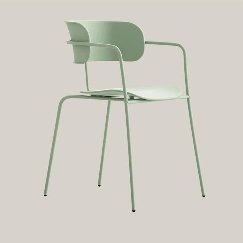 Contemporary Metal Dining Room Chair Arm Open Back Dining Side Chair for Dining Room