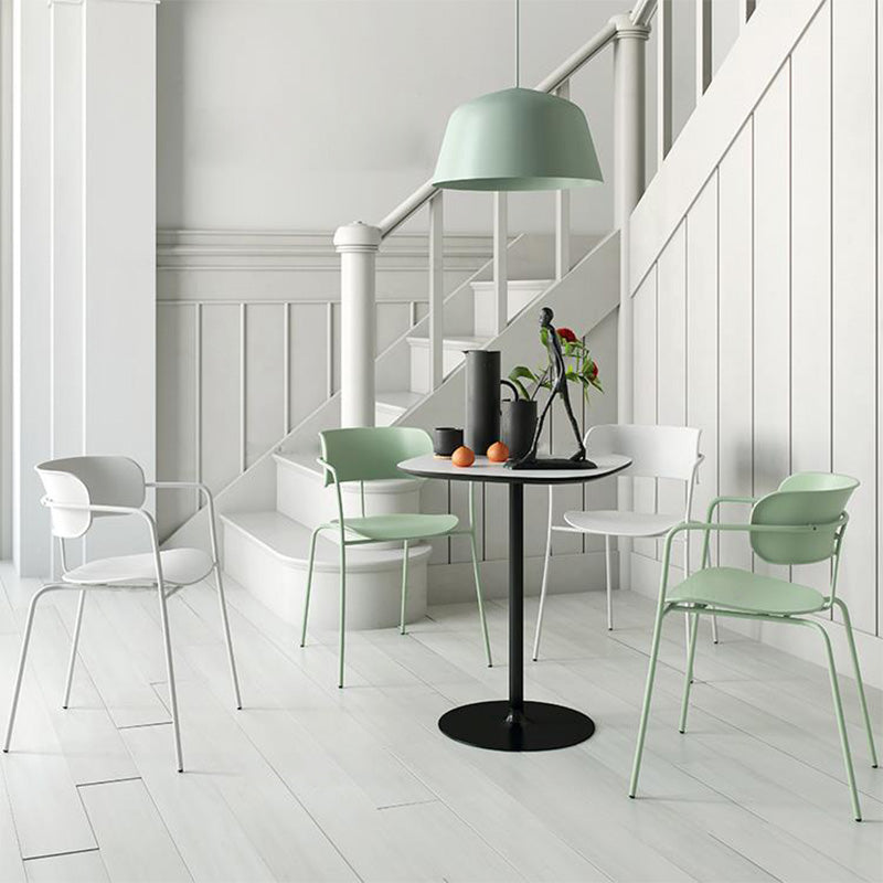 Contemporary Metal Dining Room Chair Arm Open Back Dining Side Chair for Dining Room