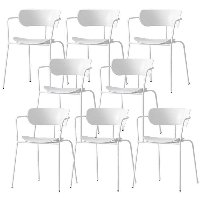 Contemporary Metal Dining Room Chair Arm Open Back Dining Side Chair for Dining Room