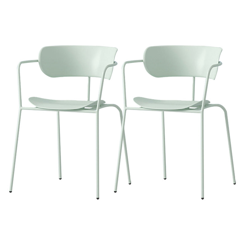 Contemporary Metal Dining Room Chair Arm Open Back Dining Side Chair for Dining Room