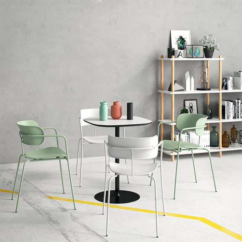 Contemporary Metal Dining Room Chair Arm Open Back Dining Side Chair for Dining Room