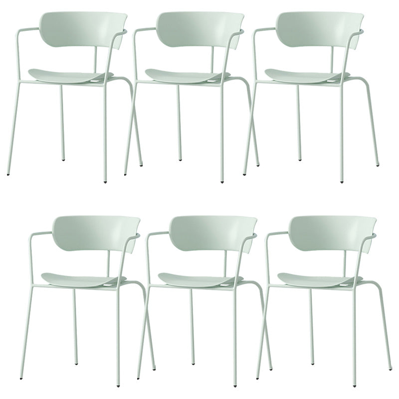 Contemporary Metal Dining Room Chair Arm Open Back Dining Side Chair for Dining Room