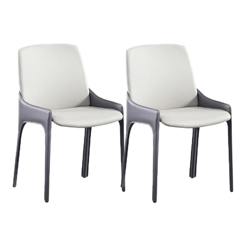 Contemporary Metal Dining Room Chair Arm Faux Leather Side Chair for Dining Room