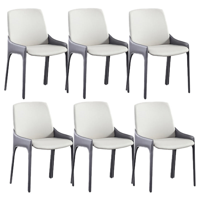 Contemporary Metal Dining Room Chair Arm Faux Leather Side Chair for Dining Room