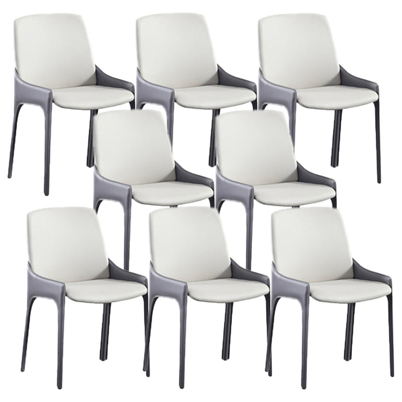 Contemporary Metal Dining Room Chair Arm Faux Leather Side Chair for Dining Room