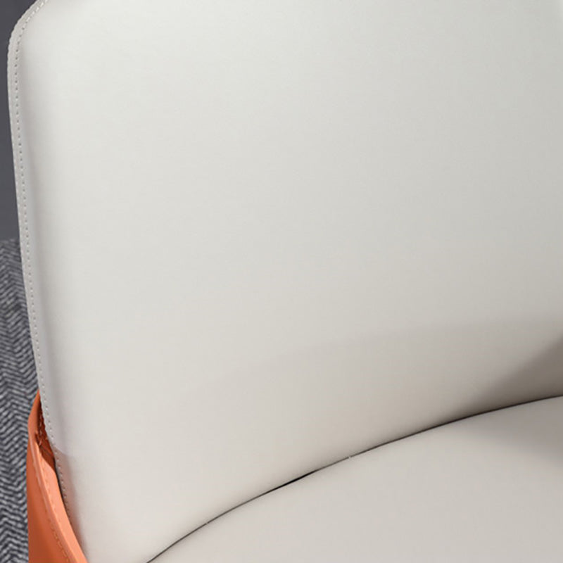 Contemporary Metal Dining Room Chair Arm Faux Leather Side Chair for Dining Room