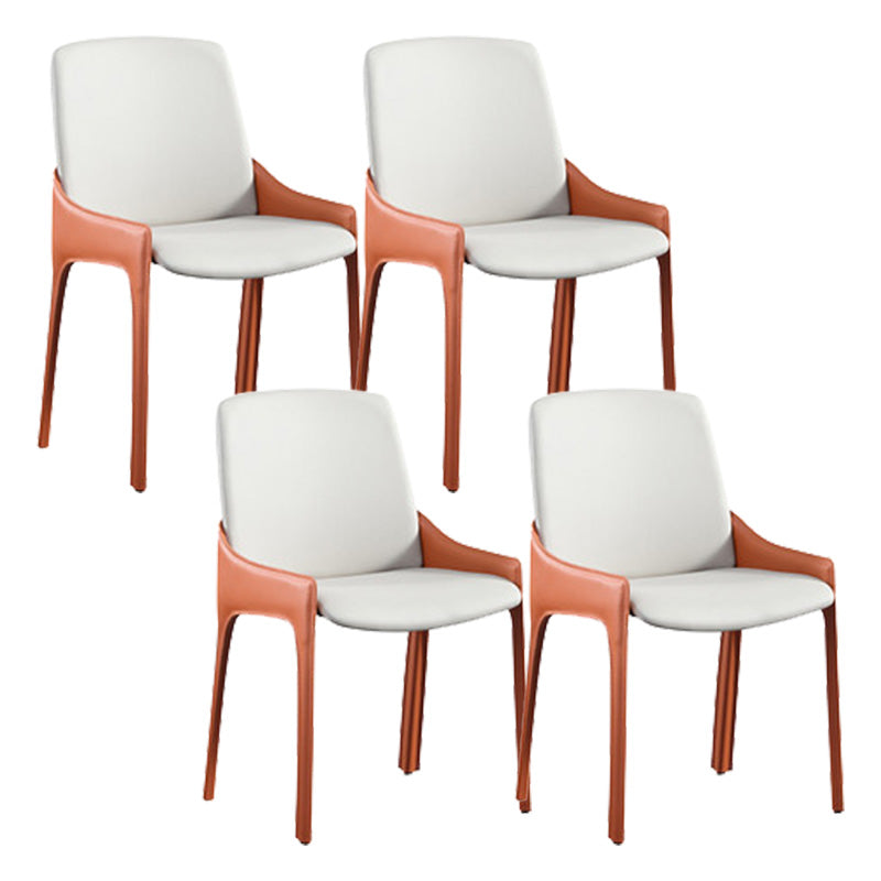 Contemporary Metal Dining Room Chair Arm Faux Leather Side Chair for Dining Room