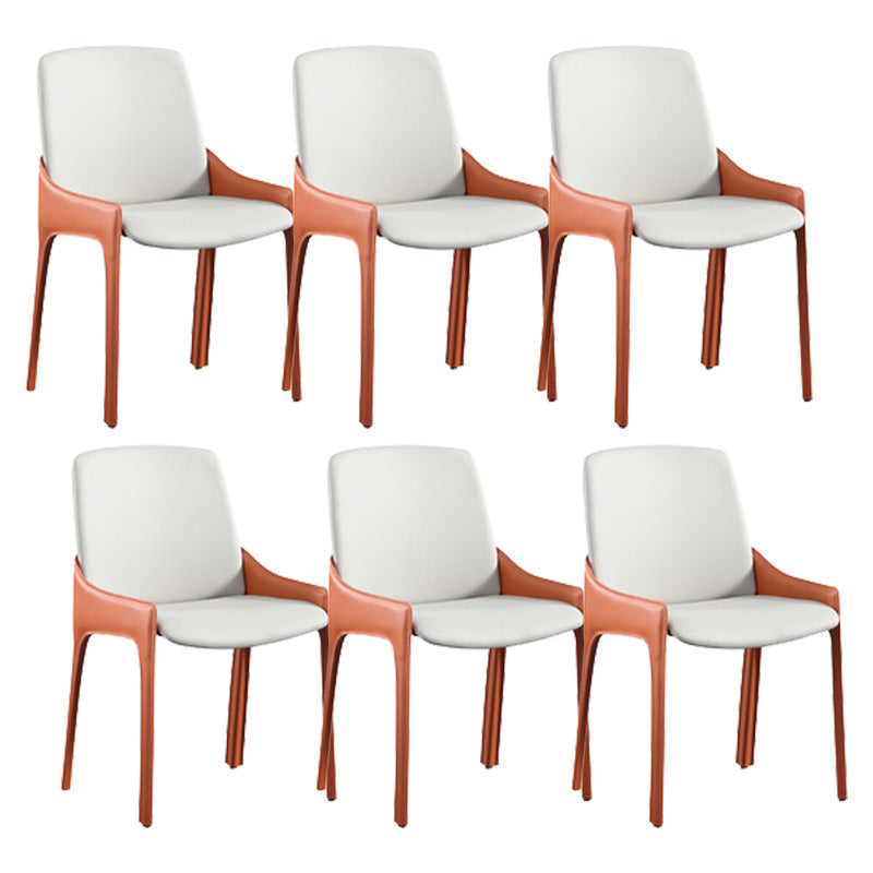 Contemporary Metal Dining Room Chair Arm Faux Leather Side Chair for Dining Room