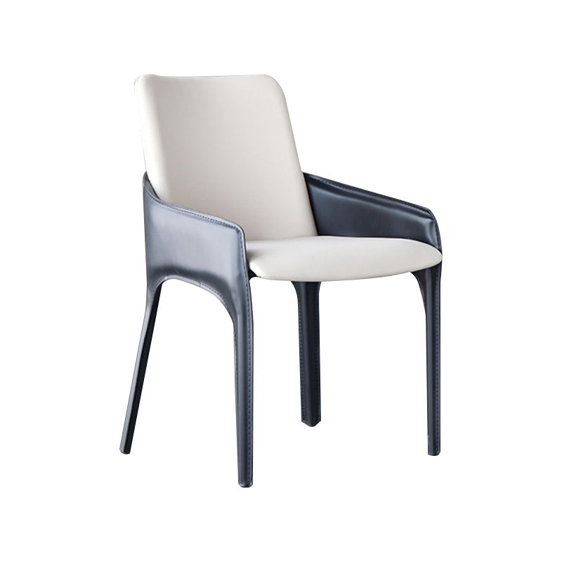 Contemporary Metal Dining Room Chair Arm Faux Leather Side Chair for Dining Room