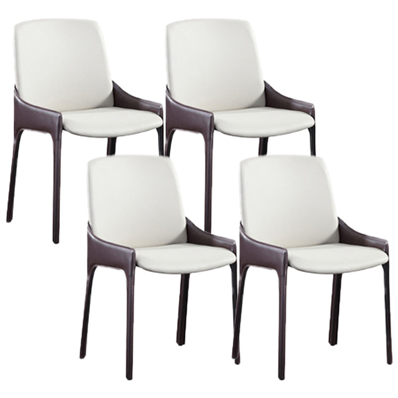 Contemporary Metal Dining Room Chair Arm Faux Leather Side Chair for Dining Room