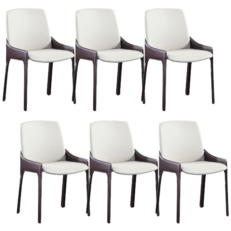 Contemporary Metal Dining Room Chair Arm Faux Leather Side Chair for Dining Room