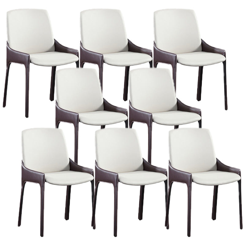 Contemporary Metal Dining Room Chair Arm Faux Leather Side Chair for Dining Room