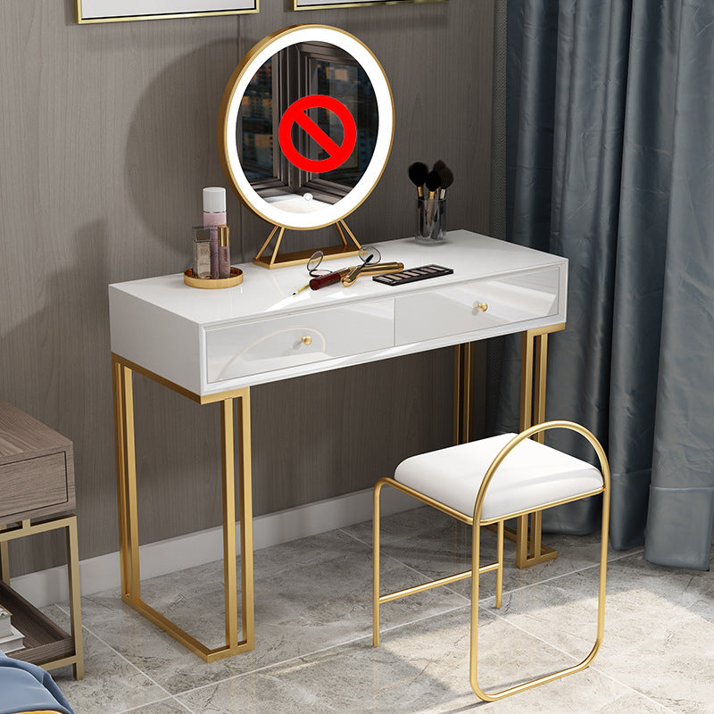 Two Piece Luxurious Wood Vanity Set Black/White Dresser with Stool