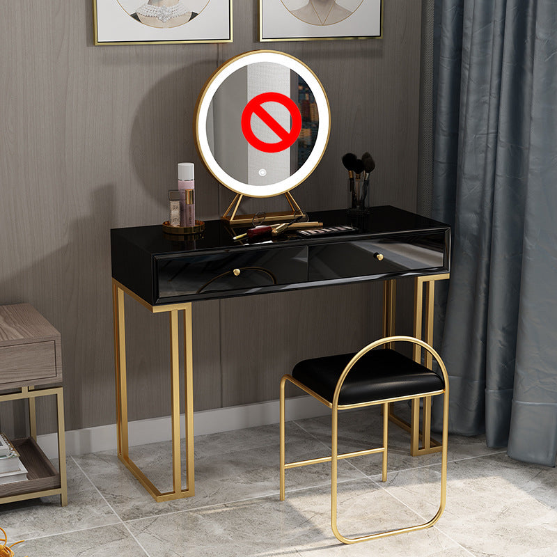 Two Piece Luxurious Wood Vanity Set Black/White Dresser with Stool