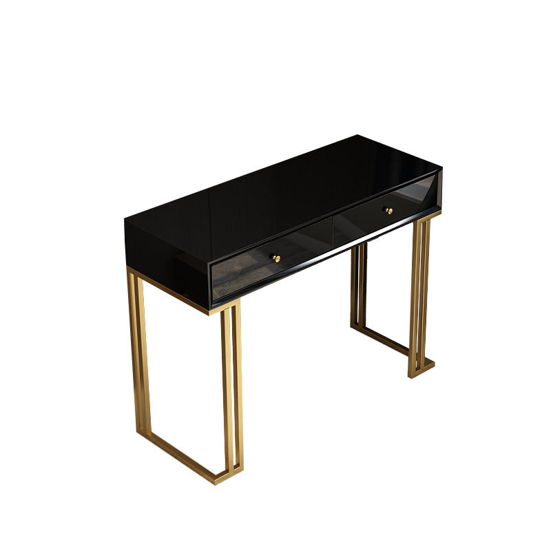Two Piece Luxurious Wood Vanity Set Black/White Dresser with Stool
