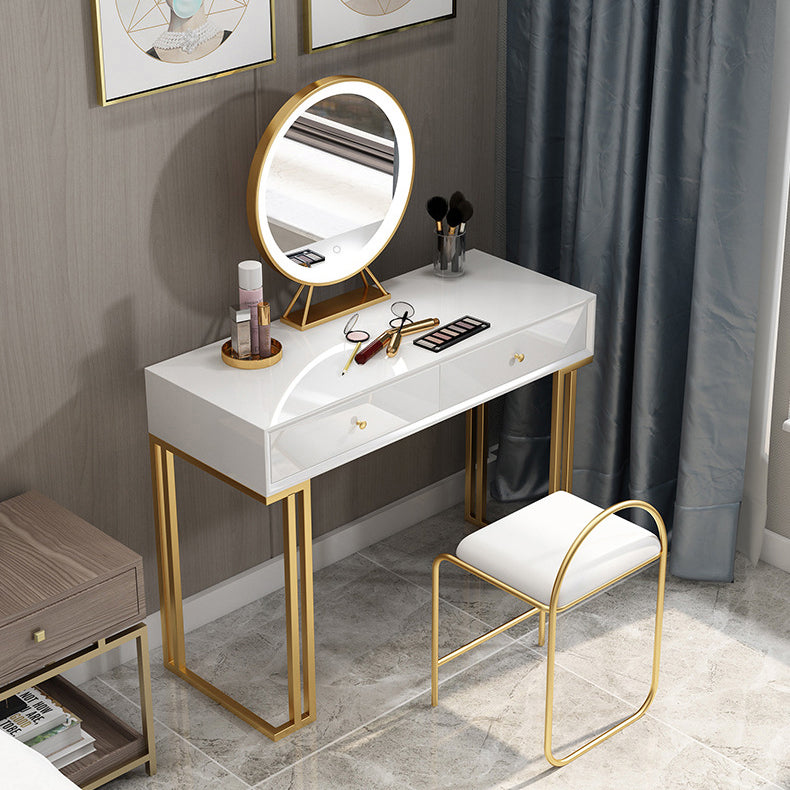 Two Piece Luxurious Wood Vanity Set Black/White Dresser with Stool