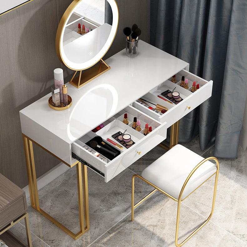 Two Piece Luxurious Wood Vanity Set Black/White Dresser with Stool