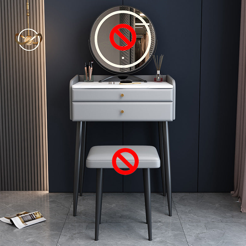 2 Drawer & Jewelry Makeup Vanity Desk Modern Straight Feet Dresser