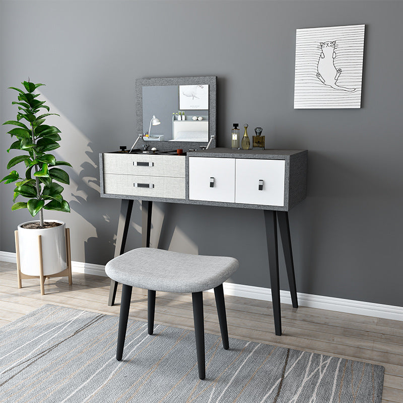 Mirror Table Dressing Table Solid Wood Make-up Vanity with Drawers