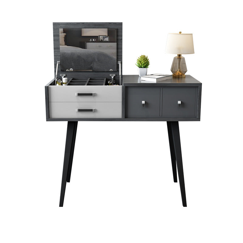 Mirror Table Dressing Table Solid Wood Make-up Vanity with Drawers
