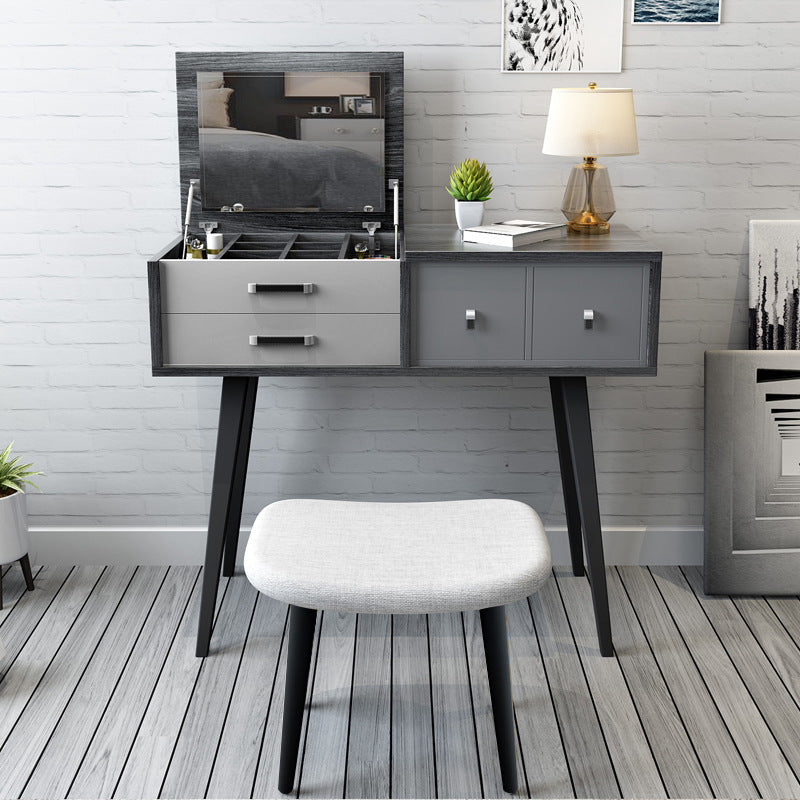 Mirror Table Dressing Table Solid Wood Make-up Vanity with Drawers