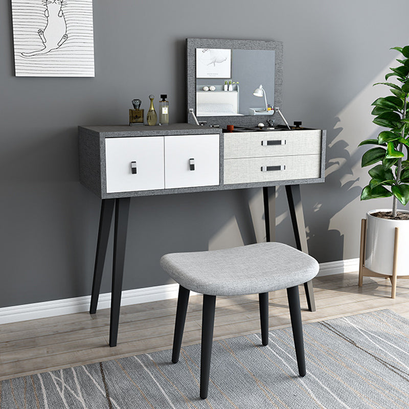 Mirror Table Dressing Table Solid Wood Make-up Vanity with Drawers