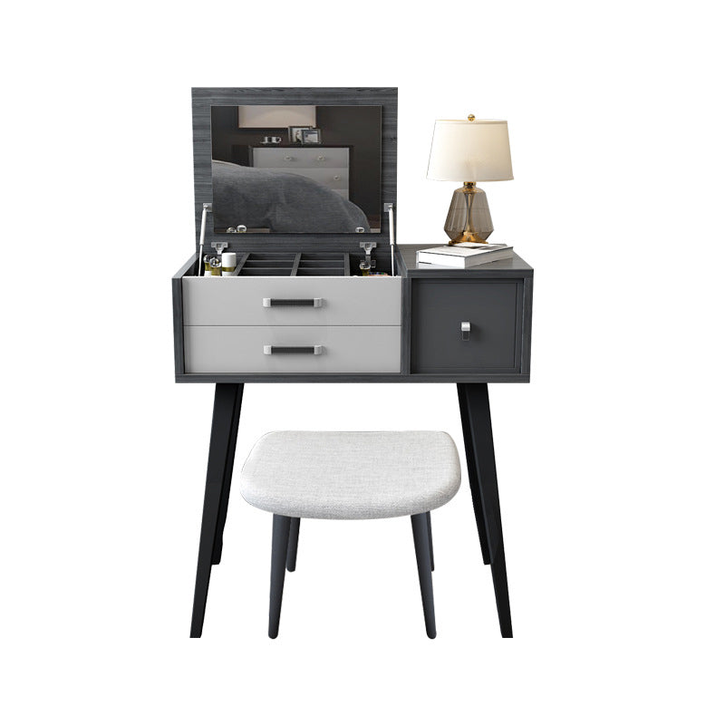 Mirror Table Dressing Table Solid Wood Make-up Vanity with Drawers