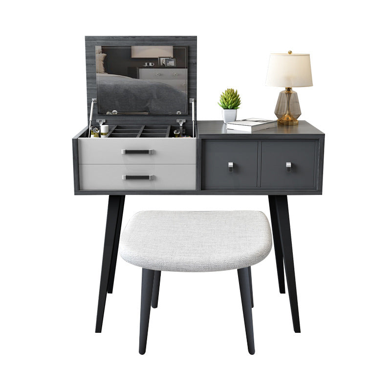 Mirror Table Dressing Table Solid Wood Make-up Vanity with Drawers