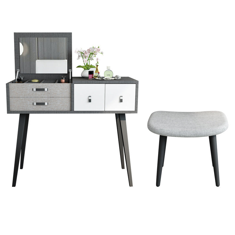 Mirror Table Dressing Table Solid Wood Make-up Vanity with Drawers