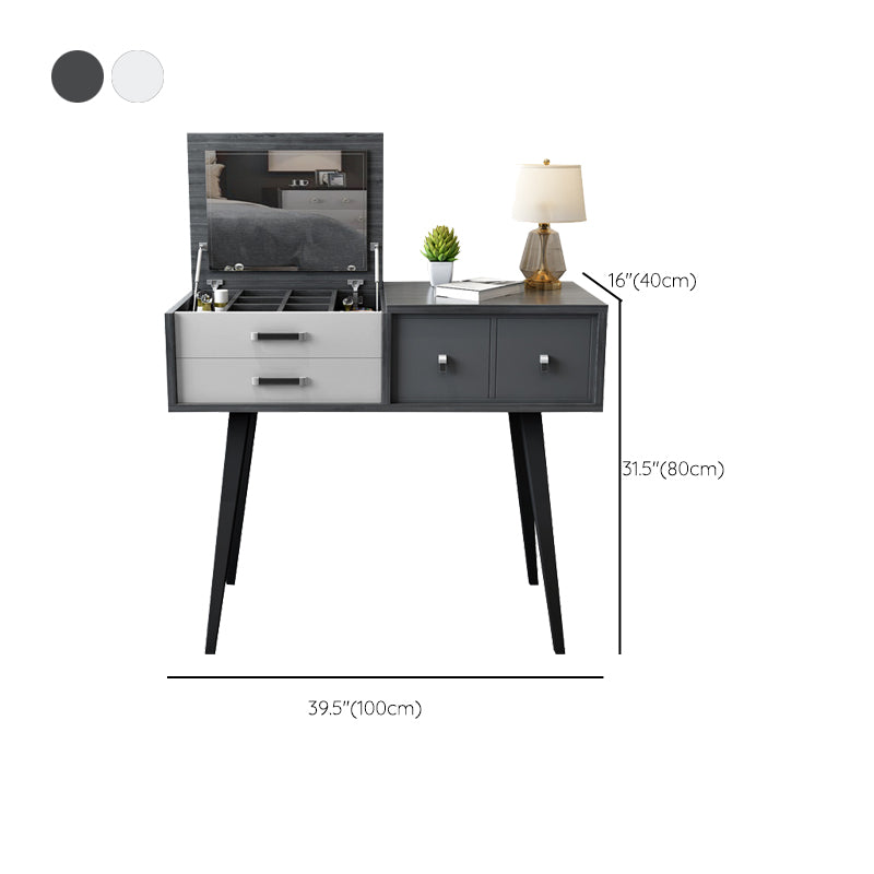 Mirror Table Dressing Table Solid Wood Make-up Vanity with Drawers