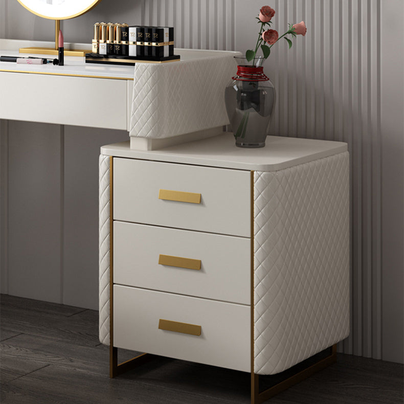 5 Drawer Vanity Desk White 30.7" H Faux Leather Makeup Vanity