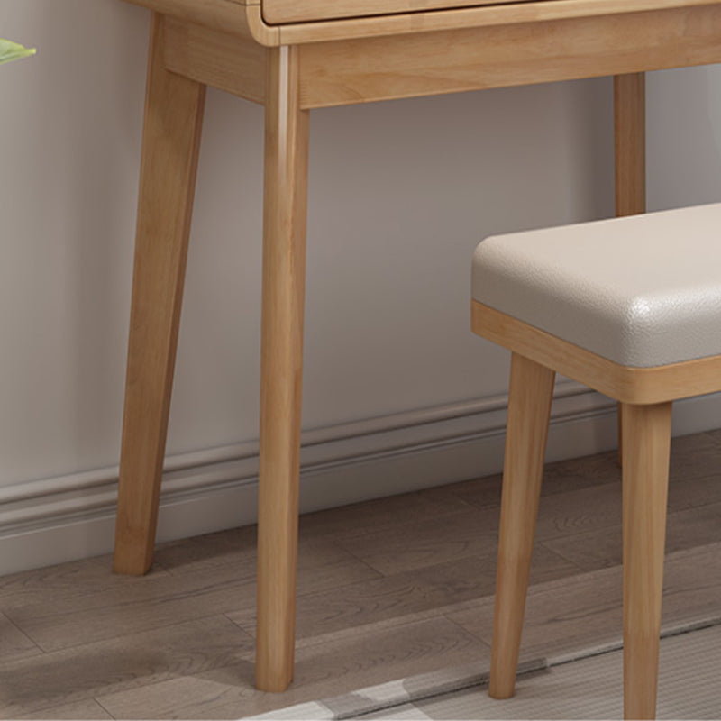 Modern Solid Wood Vanity Makeup Table Vanity Stool with Mirror