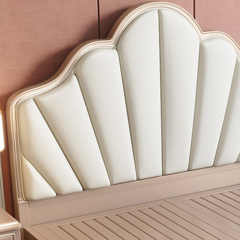 Victorian Panel Bed Upholstered Headboard Panel Solid Wood Bed Frame