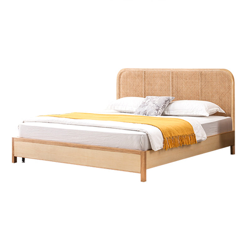 Solid Wood Panel Bed Tropical Standard Bed With Custom Gold Legs