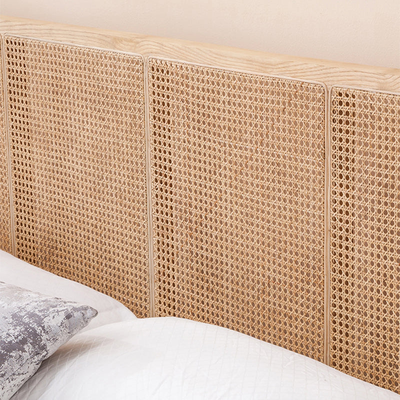 Solid Wood Panel Bed Tropical Standard Bed With Custom Gold Legs