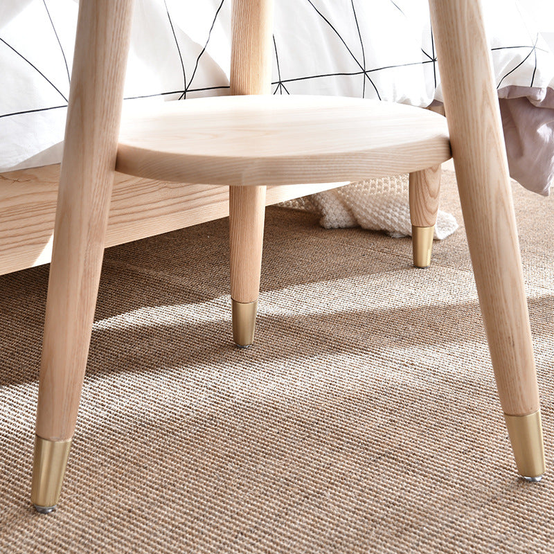 Modernistic Ashwood 3 Legs with Storage Round Double Tier Side Table