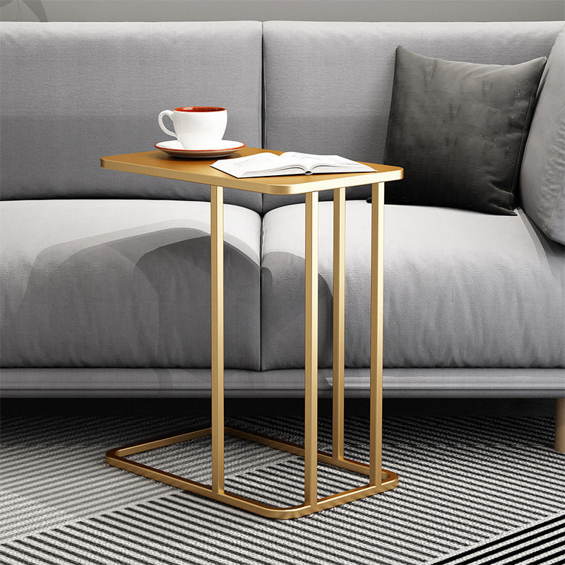 Mid-Century C Side Table Slate/Metal Top Rectangular End Table